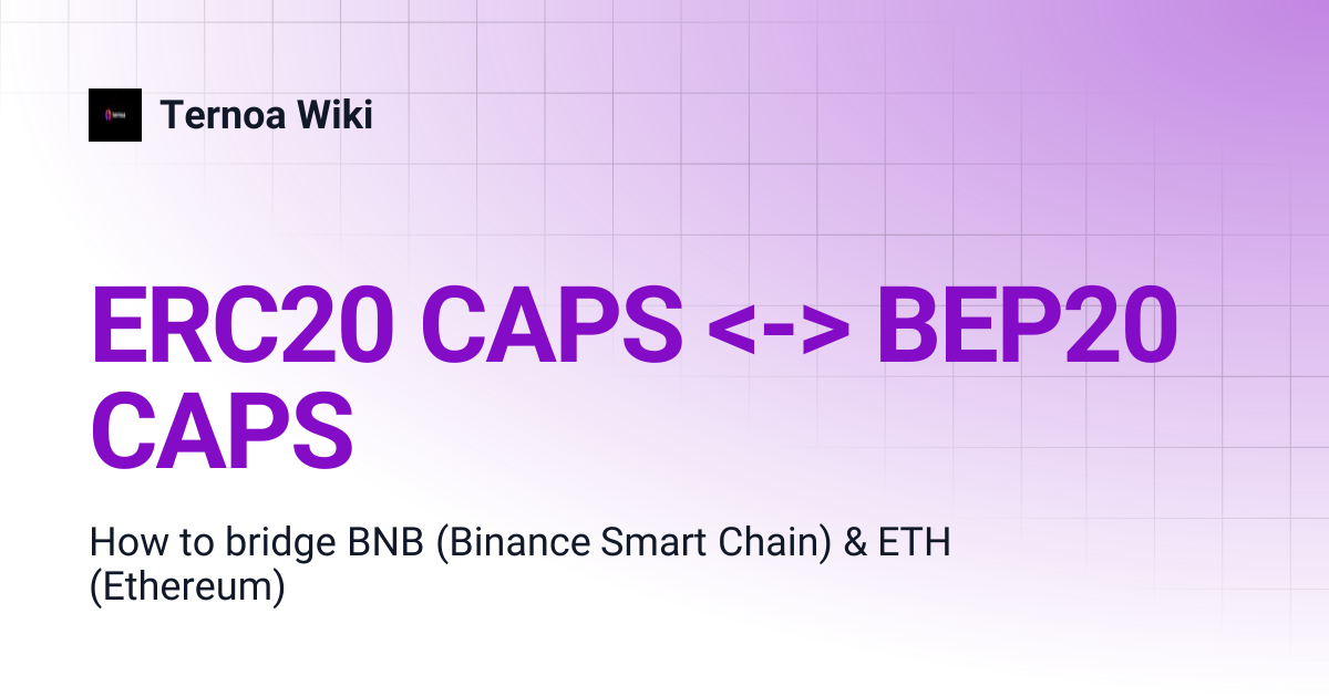 ERC20 CAPS BEP20 CAPS | Ternoa Wiki