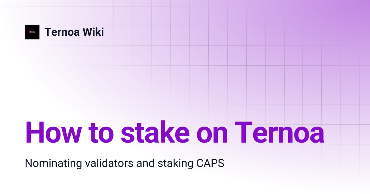How to stake on Ternoa | Ternoa Wiki